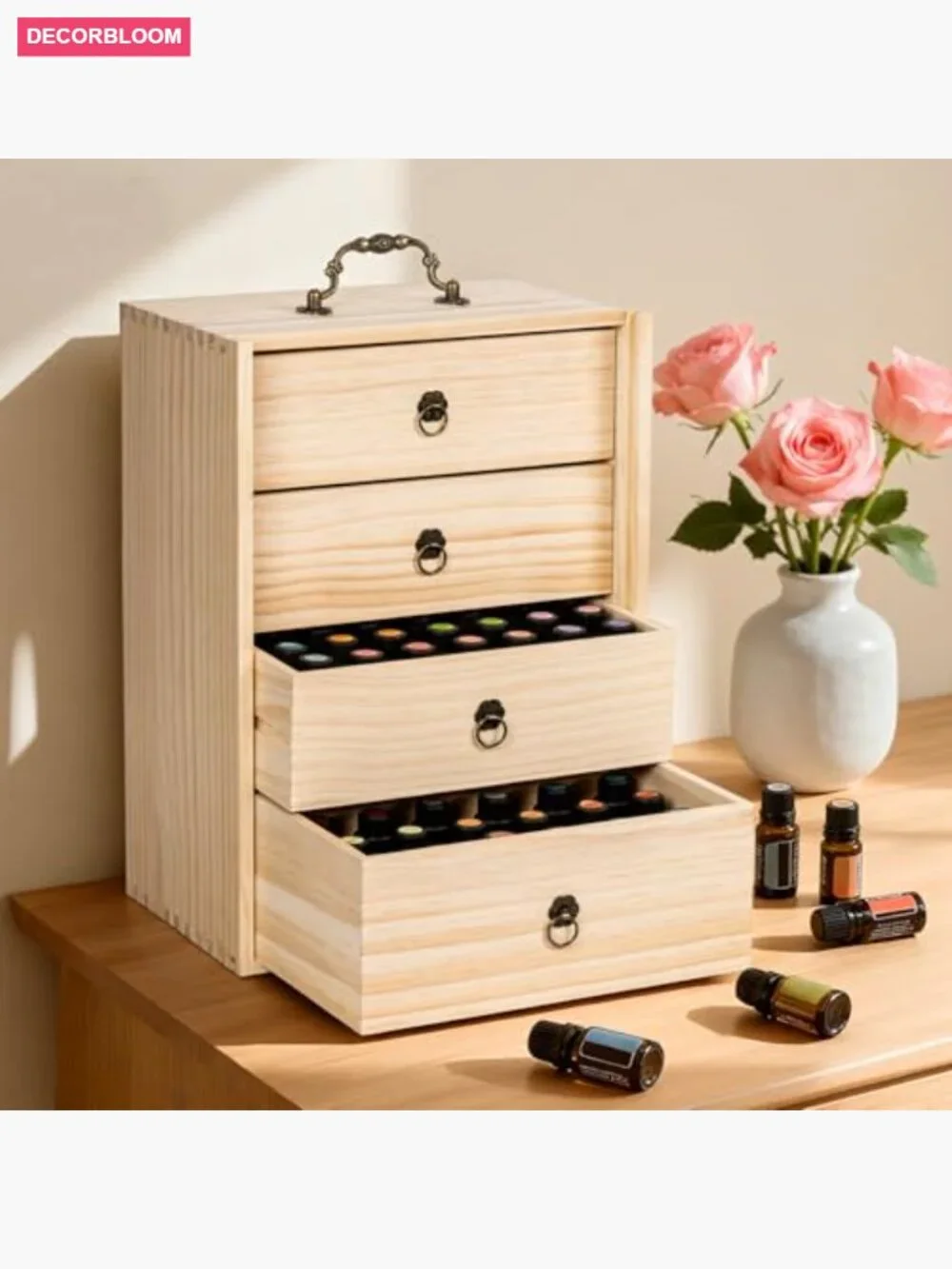Wooden Essential Oil Storage Box Holds 112 Bottles 5-30ml